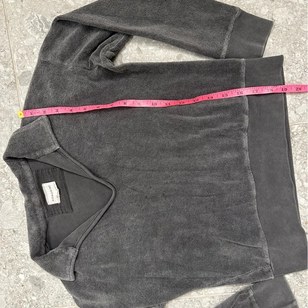 Honorine Hunter Polo Sweatshirt women’s size XS cropped grey Sherpa fleece top - Picture 5 of 6